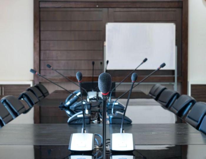 Microphone on an interview set